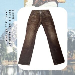 🎉RARE🎉 🌀 True Religion • Y2K vintage brown corduroy distressed wide leg jeans